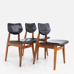 Jens Risom Mid Century Walnut Dining Chairs Set of 3 - 2362144