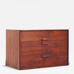 Jens Risom Mid Century Walnut and Brass Wall Mounted Cabinet Chest of Drawers - 3690206