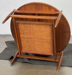 Jens Risom Mid Century Walnut and Cane Floating Round Cocktail Table by Jens Risom - 2851776