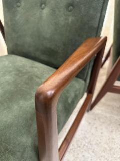 Jens Risom Original Vintage Jens Risom Armchairs in Green Suede w Label PAIR - 4641495