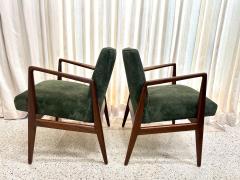 Jens Risom Original Vintage Jens Risom Armchairs in Green Suede w Label PAIR - 4641535