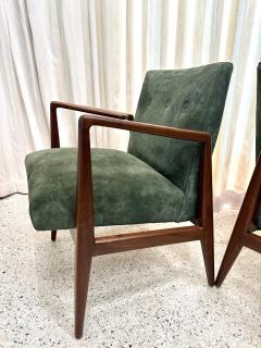 Jens Risom Original Vintage Jens Risom Armchairs in Green Suede w Label PAIR - 4641580