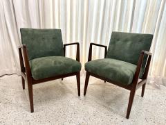 Jens Risom Original Vintage Jens Risom Armchairs in Green Suede w Label PAIR - 4641583
