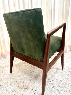 Jens Risom Original Vintage Jens Risom Armchairs in Green Suede w Label PAIR - 4641589