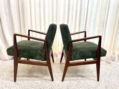 Jens Risom Original Vintage Jens Risom Armchairs in Green Suede w Label PAIR - 4641597