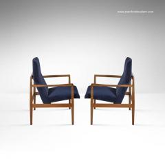 Jens Risom Pair of Floating Jens Risom Lounge Chairs in Navy Blue Velvet - 140318