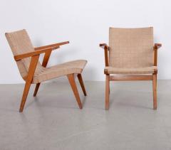 Jens Risom Pair of Jens Risom Lounge Arm Chairs in Solid Oak for Knoll France - 526756