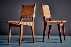 Jens Risom Pair of Jens Risom Oak Chairs with Leather Webbing for Knoll - 4760904