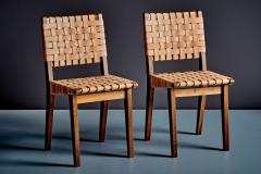 Jens Risom Pair of Jens Risom Oak Chairs with Leather Webbing for Knoll - 4760924