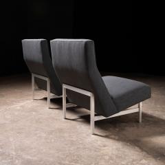Jens Risom Pair of Jens Risom Slipper Lounge Chairs with Charcoal Tweed and Aluminum Frames - 4294442
