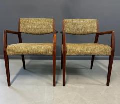 Jens Risom Pair of Mid Century Walnut Armchairs in the Style of Jens Risom - 3871029