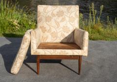 Jens Risom Rare Jens Risom Walnut Light Fabric Floating Lounge Chair 1953 - 4309041