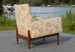 Jens Risom Rare Jens Risom Walnut Light Fabric Floating Lounge Chair 1953 - 4309043