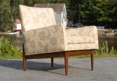 Jens Risom Rare Jens Risom Walnut Light Fabric Floating Lounge Chair 1953 - 4309053