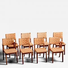 Jens Risom Rare Set of eight Oak Chairs by Jens Risom for Knoll with Leather Webbing - 4760968