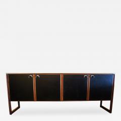 Jens Risom Rare Walnut Sideboard with Travertine Top and Leather Panels by Jens Risom - 165874