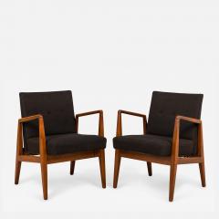 Jens Risom Set of 8 Jens Risom Danish Black Fabric Upholstered Teak Playboy Armchairs - 2792467