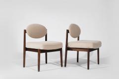 Jens Risom Set of Walnut Side Chairs by Jens Risom in Natural Mohair C 1950s - 3562613