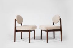 Jens Risom Set of Walnut Side Chairs by Jens Risom in Natural Mohair C 1950s - 3562614