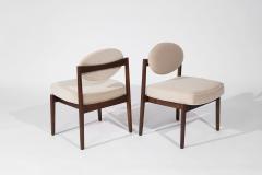 Jens Risom Set of Walnut Side Chairs by Jens Risom in Natural Mohair C 1950s - 3562617