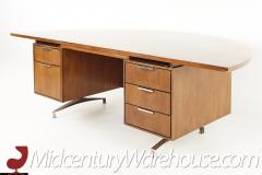Jens Risom Style Mid Century Half Round Walnut Executive Desk - 2361734