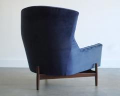 Jens Risom The Big Chair and Ottoman by Jens Risom in Navy Blue Velvet C 1950s - 4399831