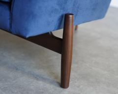 Jens Risom The Big Chair and Ottoman by Jens Risom in Navy Blue Velvet C 1950s - 4399832