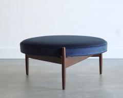 Jens Risom The Big Chair and Ottoman by Jens Risom in Navy Blue Velvet C 1950s - 4399834