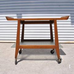 Jens Risom Vintage Midcentury Danish Jens Risom Teak Glass Bar Cart - 2702217