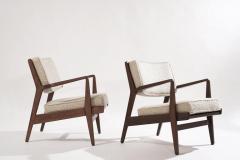 Jens Risom Walnut Lounge Chairs by Jens Risom in Boucl 1950s - 2255447