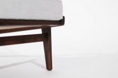 Jens Risom Walnut Lounge Chairs in Gray Linen Model U430 for Risom Inc Circa 1950s - 3560484