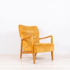 Jens Risom Yellow Velvet American Midcentury Armchair in the style of Jens Risom - 3171980