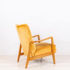 Jens Risom Yellow Velvet American Midcentury Armchair in the style of Jens Risom - 3171981
