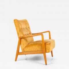 Jens Risom Yellow Velvet American Midcentury Armchair in the style of Jens Risom - 3177532