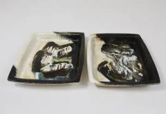 Jeppe Hagedorn Olsen Two Jeppe Hagedorn Olsen Large Abstract Stoneware Bowls Plates Denmark 1970s - 4064952