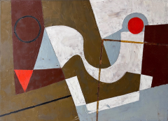 Jeremy Annear Construct Red Disc and Triangle Abstract Painting 2014 - 4021538