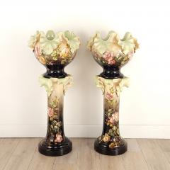 Jerome Massier Jerome Massier Majolica planters on stands France c 1900 - 3845772