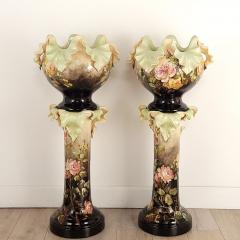 Jerome Massier Jerome Massier Majolica planters on stands France c 1900 - 3845774