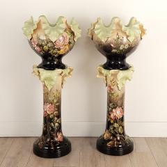 Jerome Massier Jerome Massier Majolica planters on stands France c 1900 - 3845777