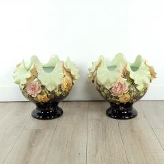 Jerome Massier Jerome Massier Majolica planters on stands France c 1900 - 3845781