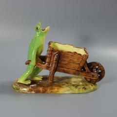 Jerome Massier Majolica Frog with Wheelbarrow - 4591948