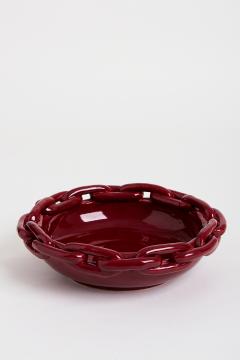 Jerome Massier Red Chain Links Ceramic Bowl att to Jerome Massier - 1886750