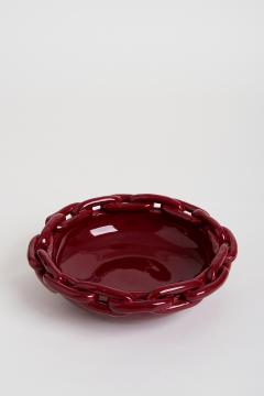 Jerome Massier Red Chain Links Ceramic Bowl att to Jerome Massier - 1886752