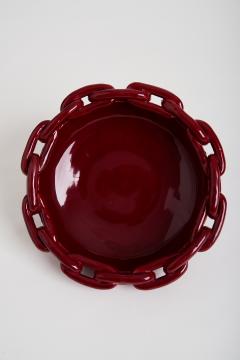 Jerome Massier Red Chain Links Ceramic Bowl att to Jerome Massier - 1886753
