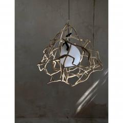 Jerome Pereira French Contemporary Planck Sculpted Oak Blown Glass Lighting - 4605564