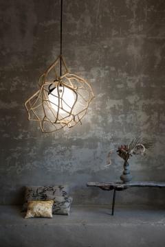 Jerome Pereira French Contemporary Planck Sculpted Oak Blown Glass Lighting - 4605570