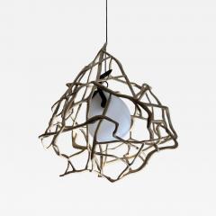 Jerome Pereira French Contemporary Planck Sculpted Oak Blown Glass Lighting - 4619651