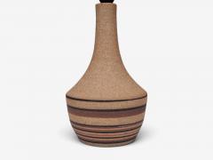 Jesper Packness Striped Table Lamp Beige Stoneware Denmark 1980s - 4802721