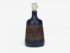 Jette Heller e Danish Modern Carved Stoneware Table Lamp Denmark c 1970s - 4802742