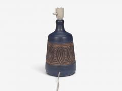 Jette Heller e Danish Modern Carved Stoneware Table Lamp Denmark c 1970s - 4802746